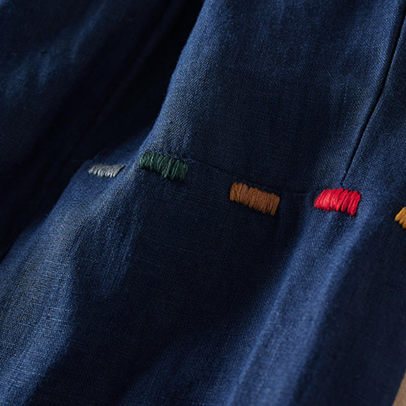 Pantalones de lino y algodón para mujer, con bolsillos, de hilo de colores Buddha Stones , de longitud 7-8 - image 15