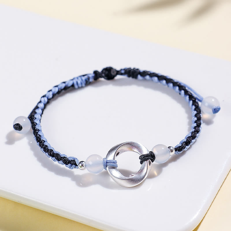 Pulsera de protección con hilo trenzado y cuentas de ágata blanca de Mobius en plata de ley 925 con Buddha Stones - image 8