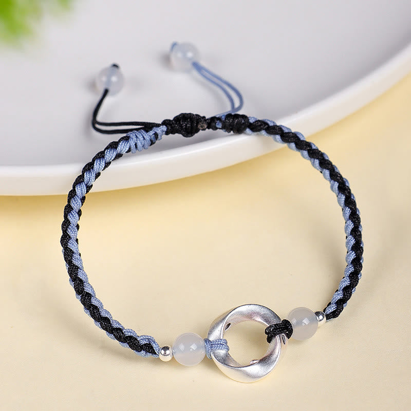 Pulsera de protección con hilo trenzado y cuentas de ágata blanca de Mobius en plata de ley 925 con Buddha Stones - image 6