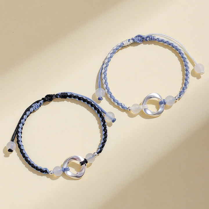 Pulsera de protección con hilo trenzado y cuentas de ágata blanca de Mobius en plata de ley 925 con Buddha Stones - image 9