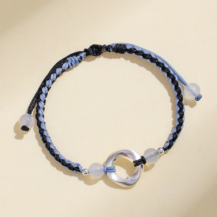 Pulsera de protección con hilo trenzado y cuentas de ágata blanca de Mobius en plata de ley 925 con Buddha Stones - image 7