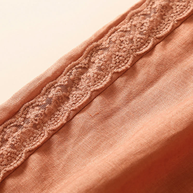 Pantalones harén de lino y algodón con encaje liso para mujer con bolsillos y Buddha Stones - image 7