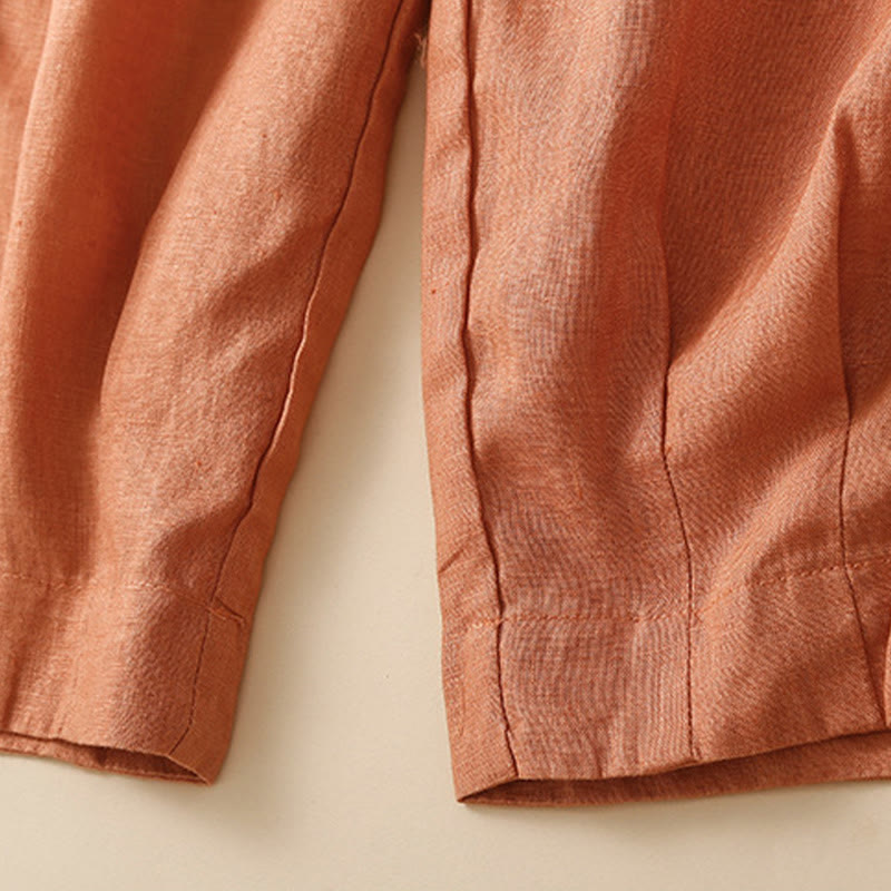 Pantalones harén de lino y algodón con encaje liso para mujer con bolsillos y Buddha Stones - image 9