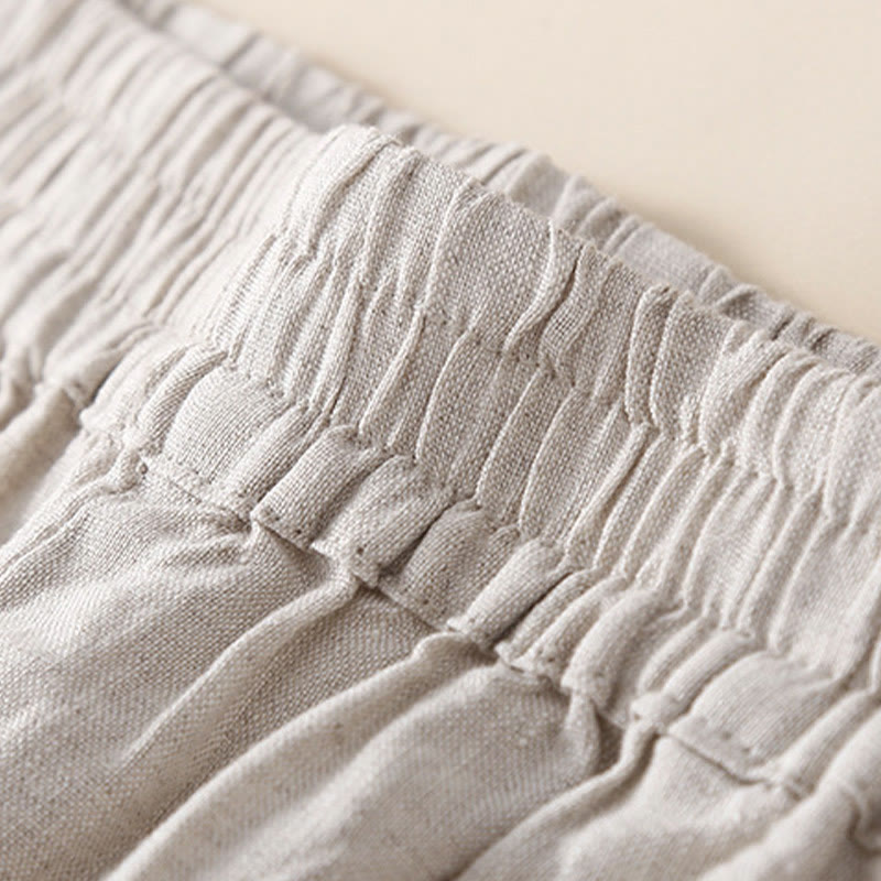 Pantalones harén de lino y algodón con encaje liso para mujer con bolsillos y Buddha Stones - image 17