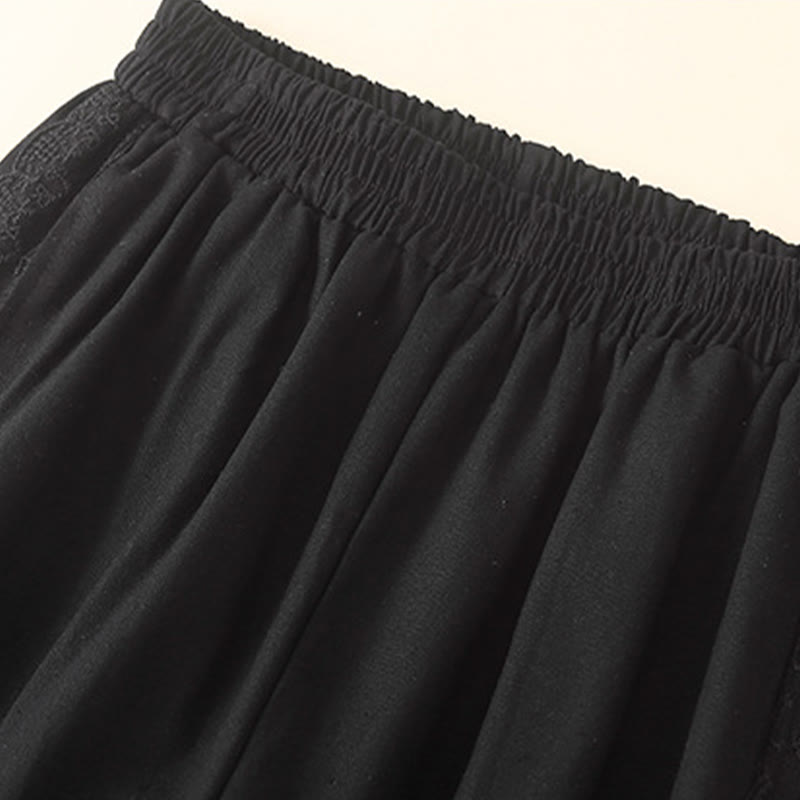 Pantalones harén de lino y algodón con encaje liso para mujer con bolsillos y Buddha Stones - image 26