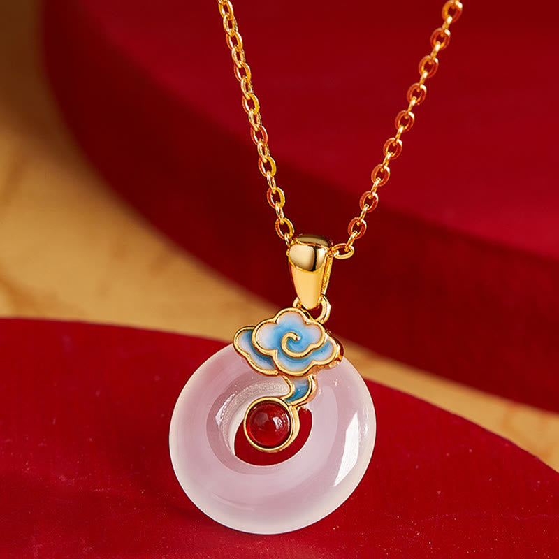 Collar con colgante de armonía de calcedonia, nube y hebilla de paz de plata de ley 925 con Buddha Stones - image 2