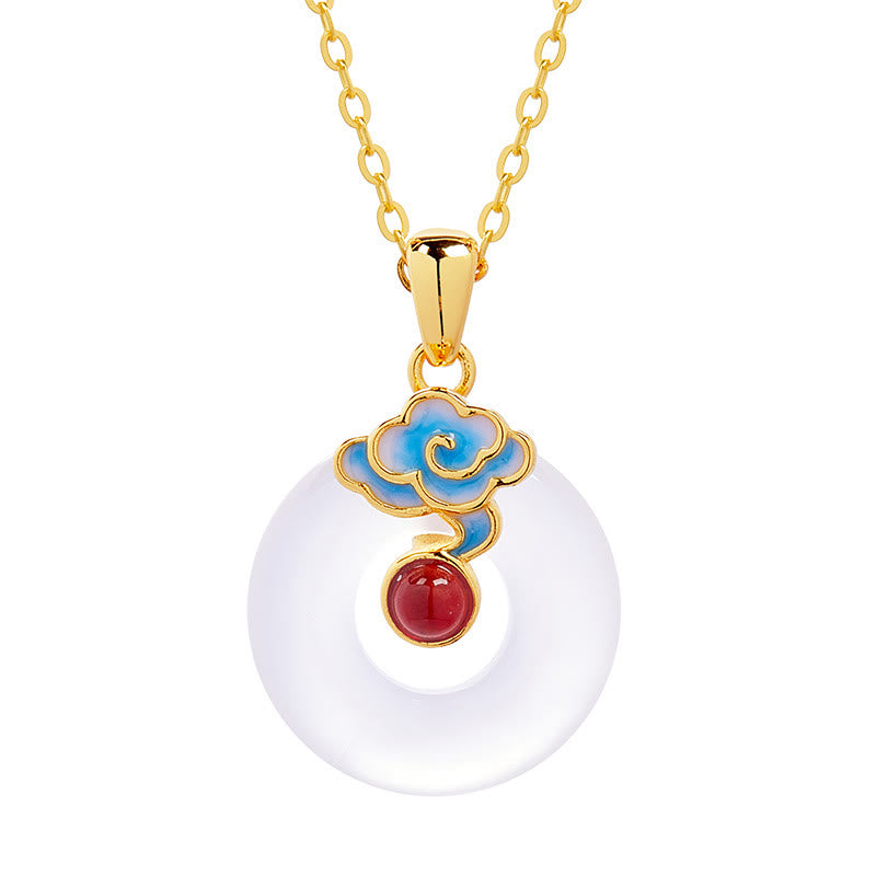 Collar con colgante de armonía de calcedonia, nube y hebilla de paz de plata de ley 925 con Buddha Stones - image 4