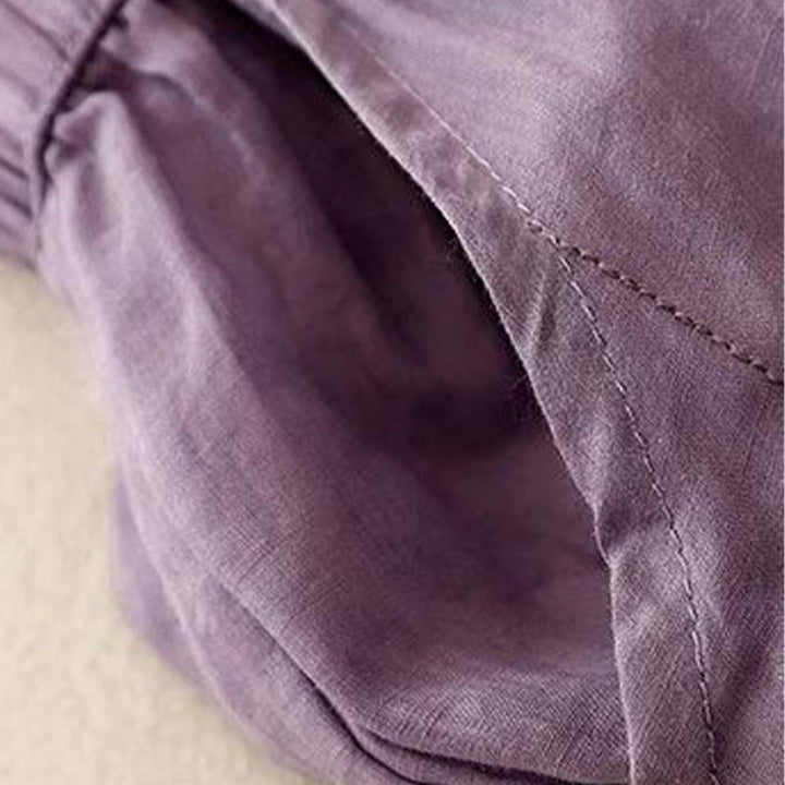 Pantalones anchos de algodón para mujer, con diseño de bordado lateral de Buddha Stones, de largo 7-8 y bolsillos - image 5
