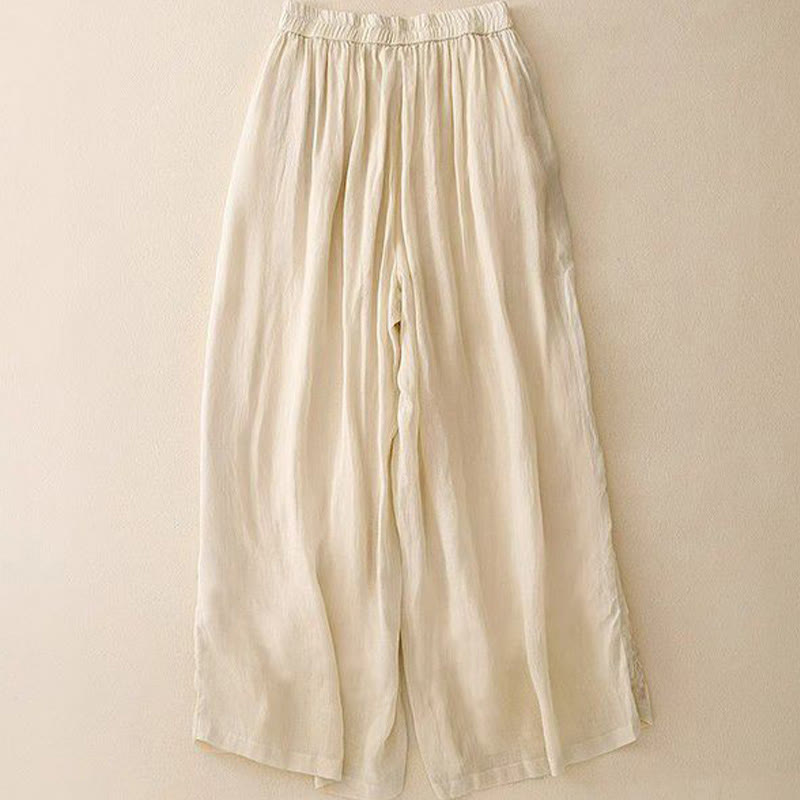 Pantalones anchos de algodón para mujer, con diseño de bordado lateral de Buddha Stones, de largo 7-8 y bolsillos - image 8