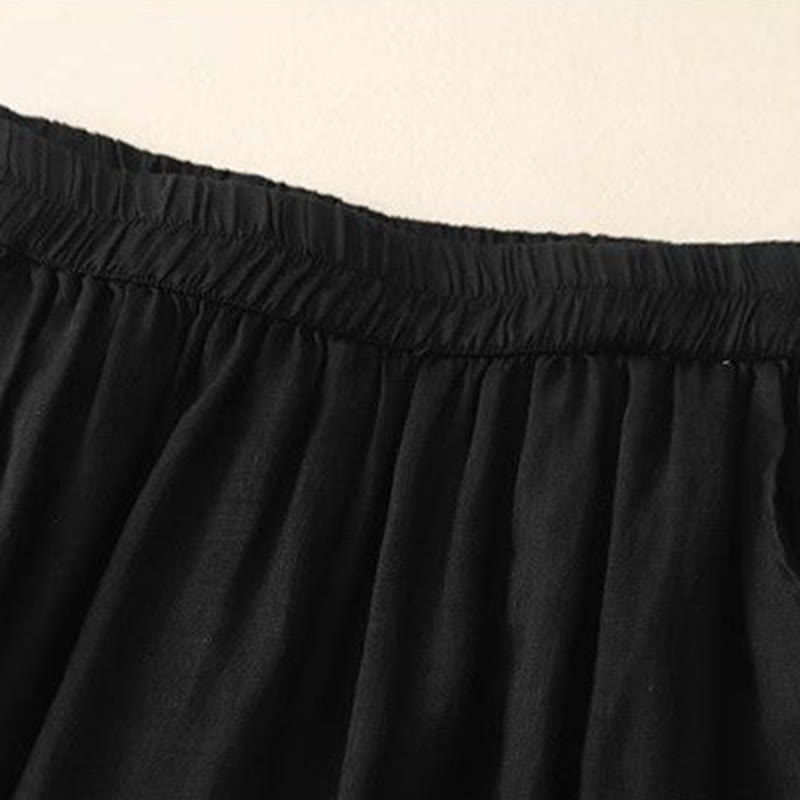 Pantalones anchos de algodón para mujer, con diseño de bordado lateral de Buddha Stones, de largo 7-8 y bolsillos - image 16