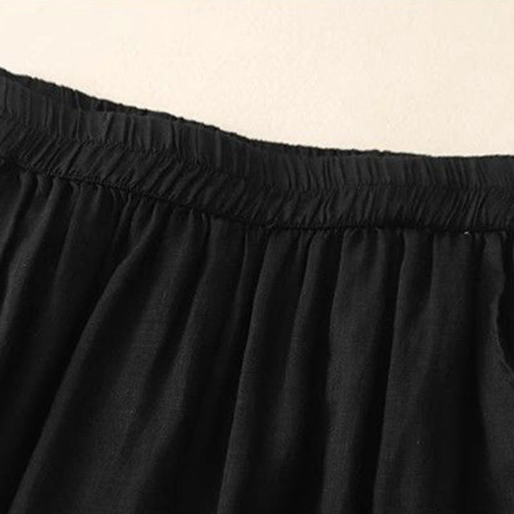 Pantalones anchos de algodón para mujer, con diseño de bordado lateral de Buddha Stones, de largo 7-8 y bolsillos - image 16
