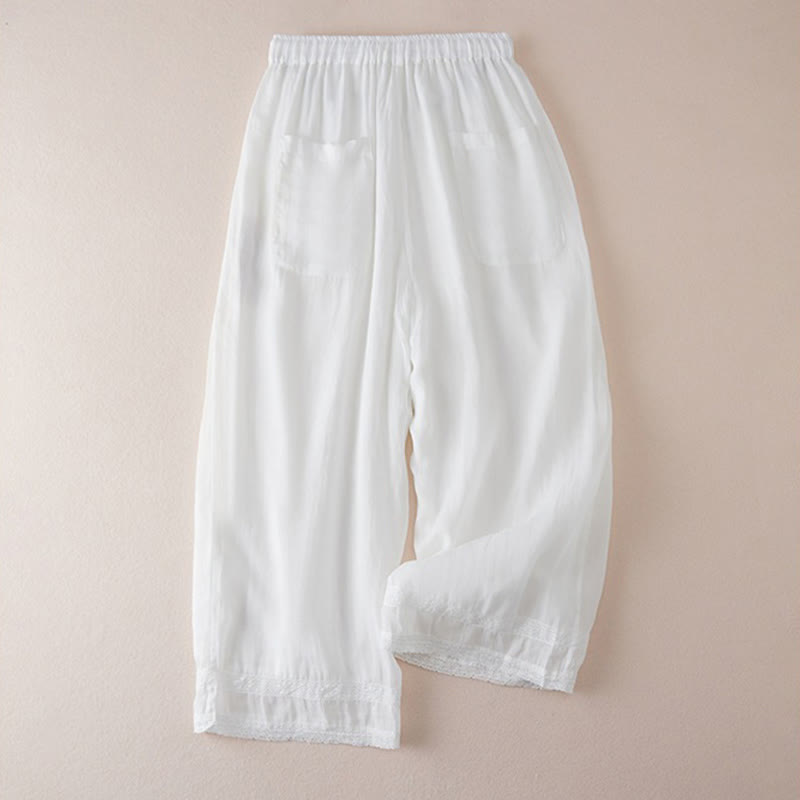 Pantalones anchos de algodón con diseño informal de Buddha Stones para mujer, tallas 7-8, con bolsillos - image 11