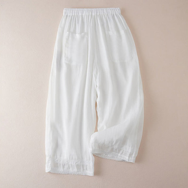 Pantalones anchos de algodón con diseño informal de Buddha Stones para mujer, tallas 7-8, con bolsillos - image 10