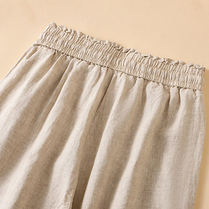 Pantalones casuales de algodón con diseño de pierna recta y bolsillos para mujer, de Buddha Stones, de largo 7-8. - image 4
