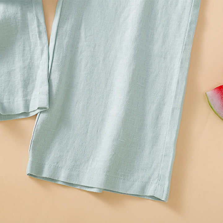 Pantalones casuales de algodón con diseño de pierna recta y bolsillos para mujer, de Buddha Stones, de largo 7-8. - image 10