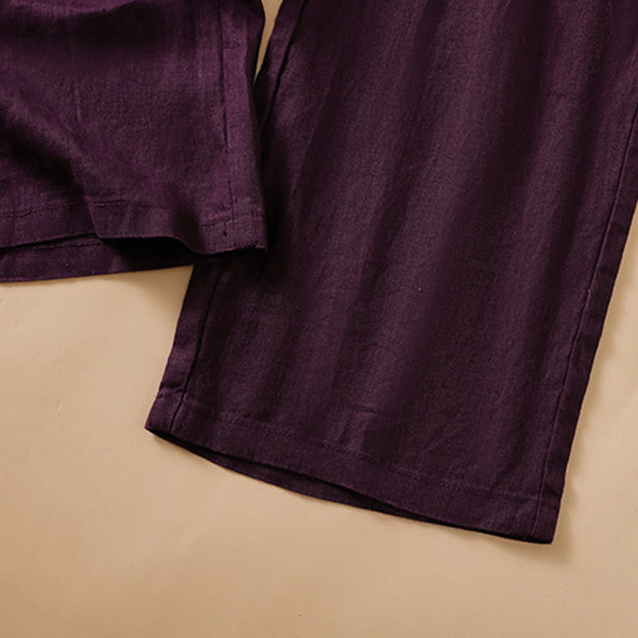 Pantalones casuales de algodón con diseño de pierna recta y bolsillos para mujer, de Buddha Stones, de largo 7-8. - image 18