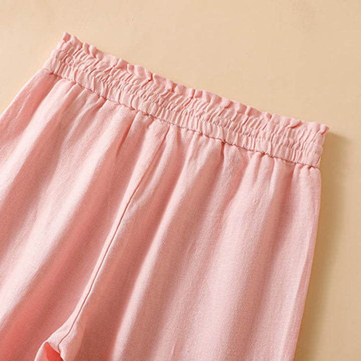 Pantalones casuales de algodón con diseño de pierna recta y bolsillos para mujer, de Buddha Stones, de largo 7-8. - image 24