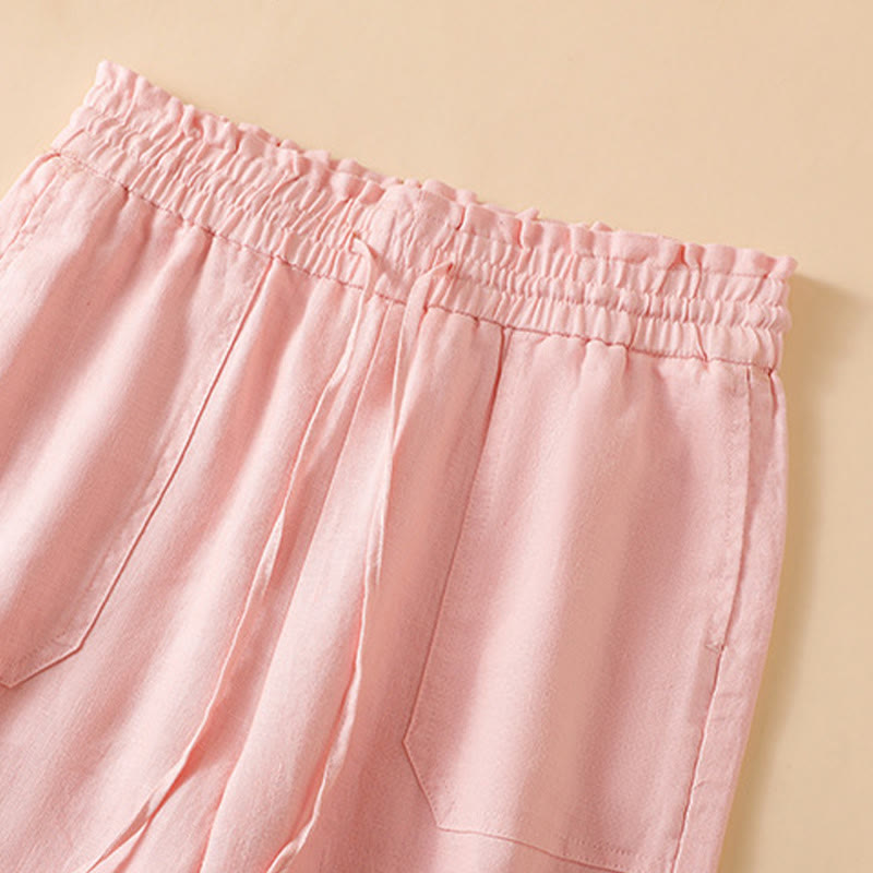 Pantalones casuales de algodón con diseño de pierna recta y bolsillos para mujer, de Buddha Stones, de largo 7-8. - image 27