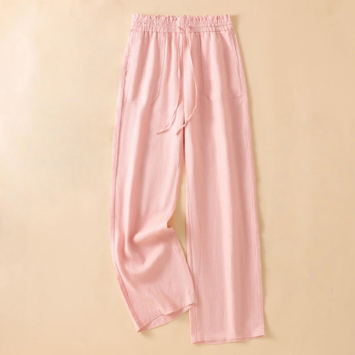 Pantalones casuales de algodón con diseño de pierna recta y bolsillos para mujer, de Buddha Stones, de largo 7-8. - Rosa - US12, UK/AU16, EU44 (2XL) - image 21