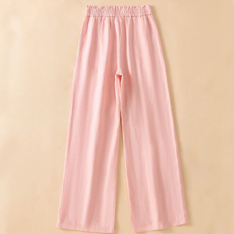 Pantalones casuales de algodón con diseño de pierna recta y bolsillos para mujer, de Buddha Stones, de largo 7-8. - image 22