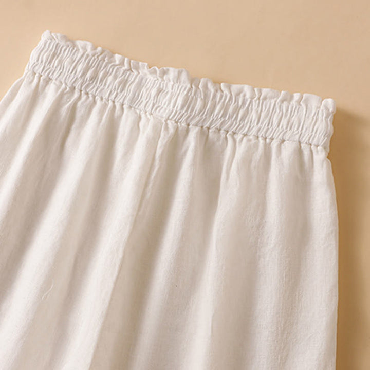 Pantalones casuales de algodón con diseño de pierna recta y bolsillos para mujer, de Buddha Stones, de largo 7-8. - image 31