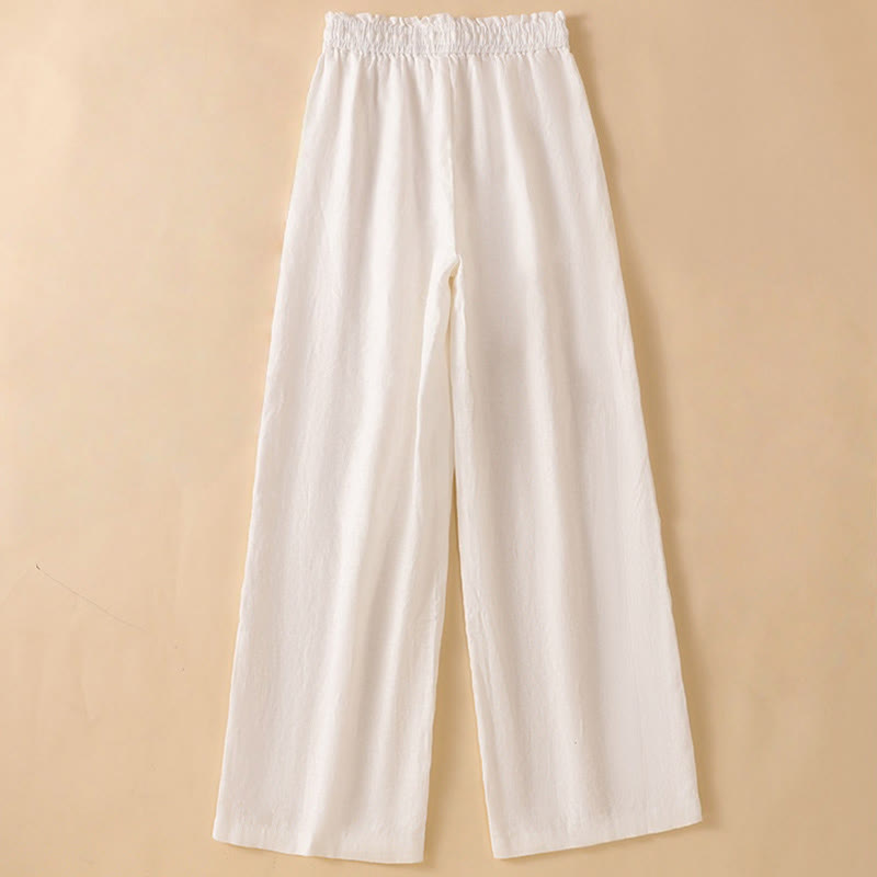 Pantalones casuales de algodón con diseño de pierna recta y bolsillos para mujer, de Buddha Stones, de largo 7-8. - image 29