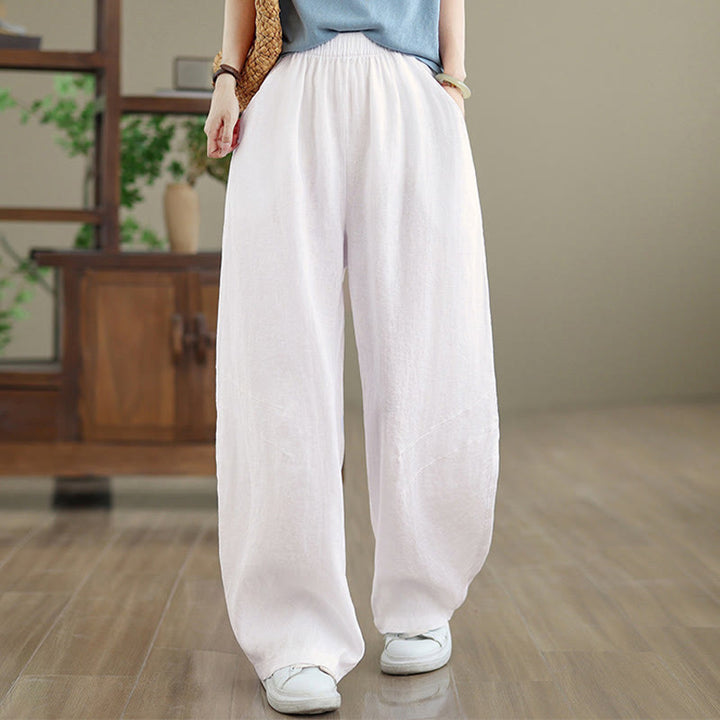 Pantalones casuales de algodón liso con bolsillos para mujer de Buddha Stones - image 20