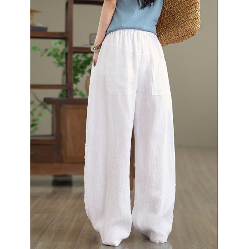 Pantalones casuales de algodón liso con bolsillos para mujer de Buddha Stones - image 21