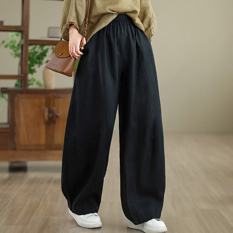 Pantalones casuales de algodón liso con bolsillos para mujer de Buddha Stones - Negro - US12, UK/AU16, EU44 (3XL) - image 24