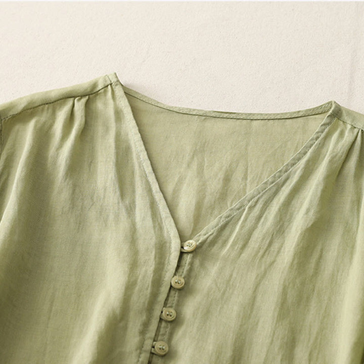 Camisa de mujer con botones y bordado de Buddha Stones - image 2