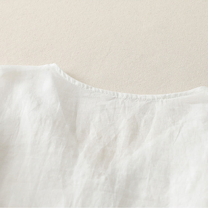 Camisa de lino y algodón con botones y bordado de Buddha Stones para mujer - image 14