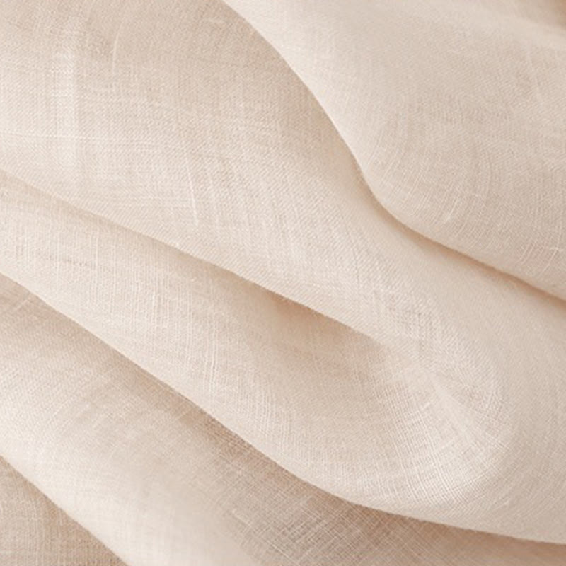 Camiseta de algodón y lino para mujer, de media manga, con cuello redondo, pliegues y bordado de Buddha Stones - image 8