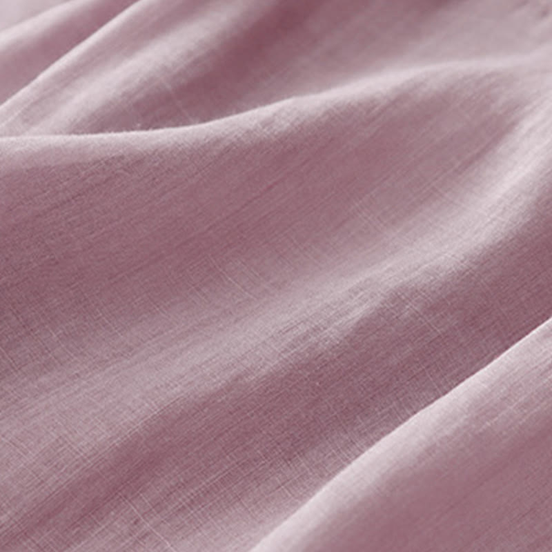 Camiseta de algodón y lino para mujer, de media manga, con cuello redondo, pliegues y bordado de Buddha Stones - image 21