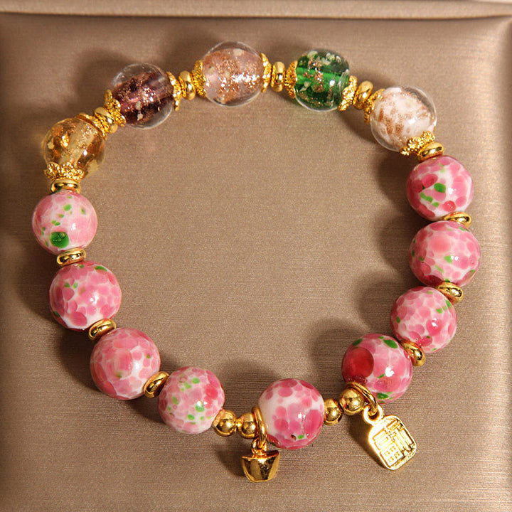 Pulsera de la suerte Liuli rosa con el personaje Fu de Buddha Stones - image 5