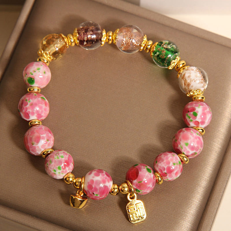Pulsera de la suerte Liuli rosa con el personaje Fu de Buddha Stones - image 4