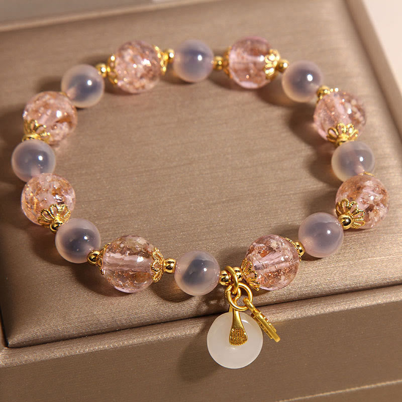 Pulsera curativa de ágata dulce Liuli con hebilla de paz y carácter Fu de Buddha Stones - image 9