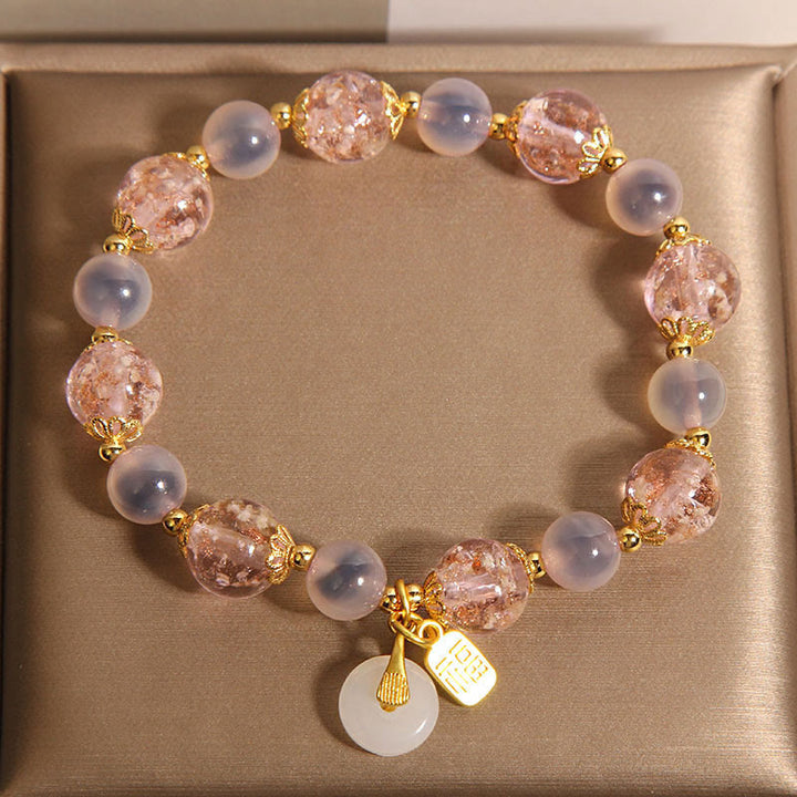 Pulsera curativa de ágata dulce Liuli con hebilla de paz y carácter Fu de Buddha Stones - image 4