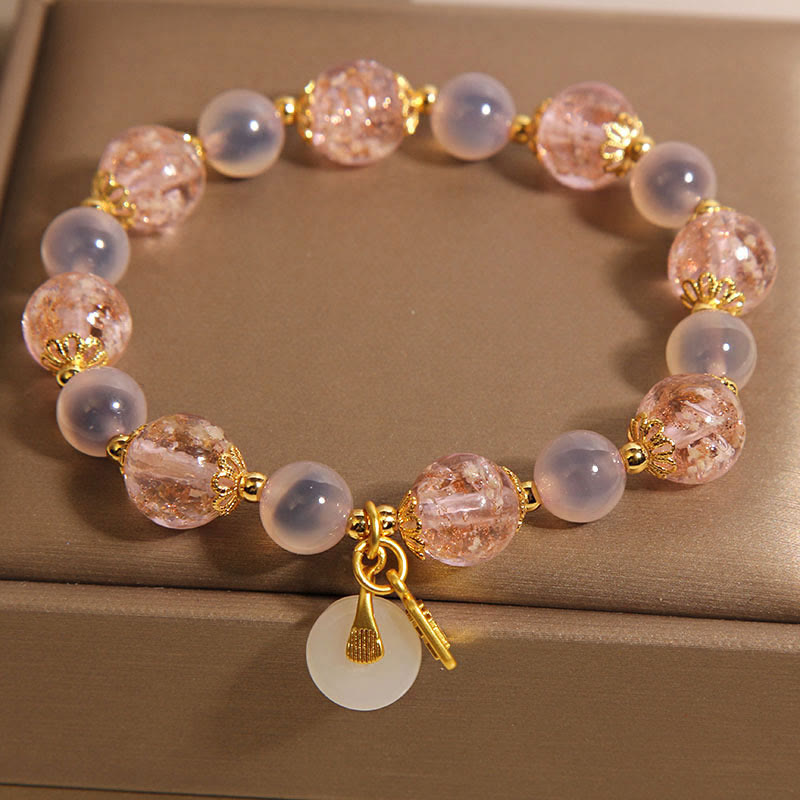 Pulsera curativa de ágata dulce Liuli con hebilla de paz y carácter Fu de Buddha Stones - image 3