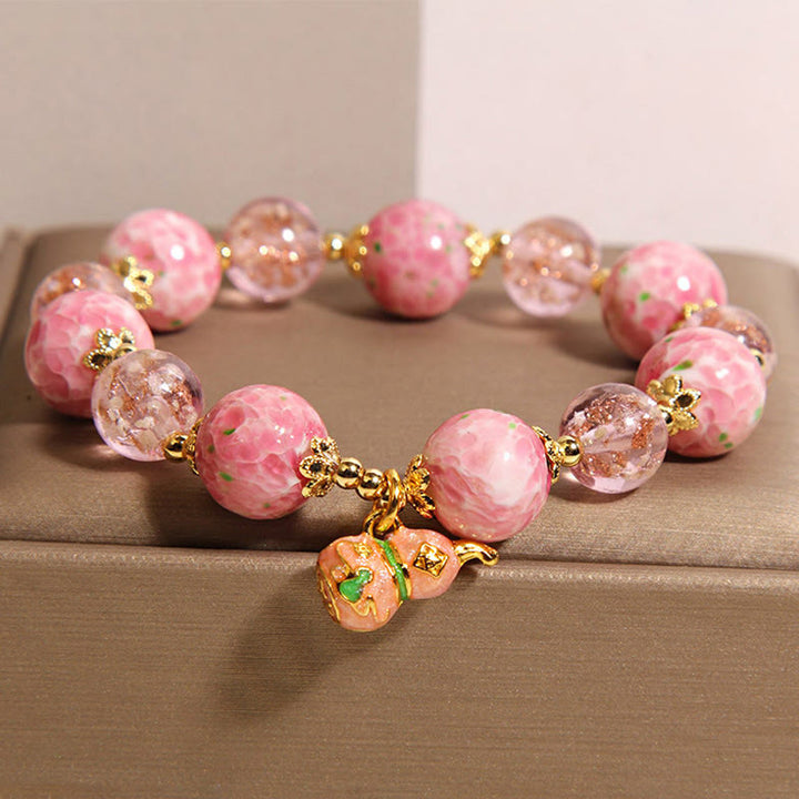 Pulsera Liuli de calabaza y Buddha Stones - Liuli (circunferencia de la muñeca: 16-17 cm) - image 0