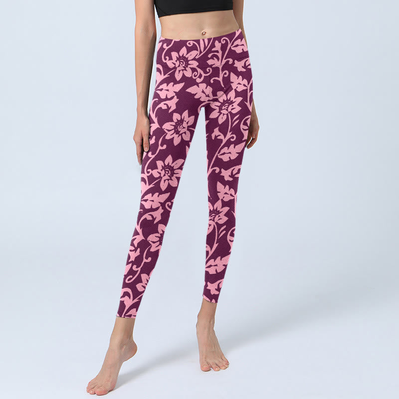 Leggings de yoga para mujer con estampado de girasoles rosas y Buddha Stones - image 5