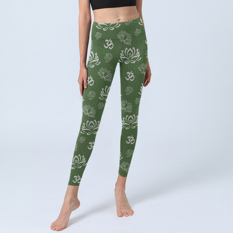 Leggings de yoga para mujer con estampado de símbolo OM, flor de loto y Buddha Stones - image 6