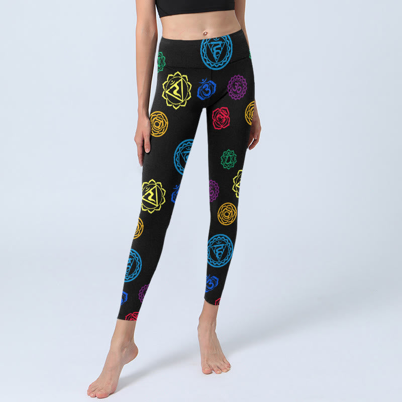Leggings de yoga para mujer con estampado sánscrito y símbolo geométrico OM de Buddha Stones - image 5