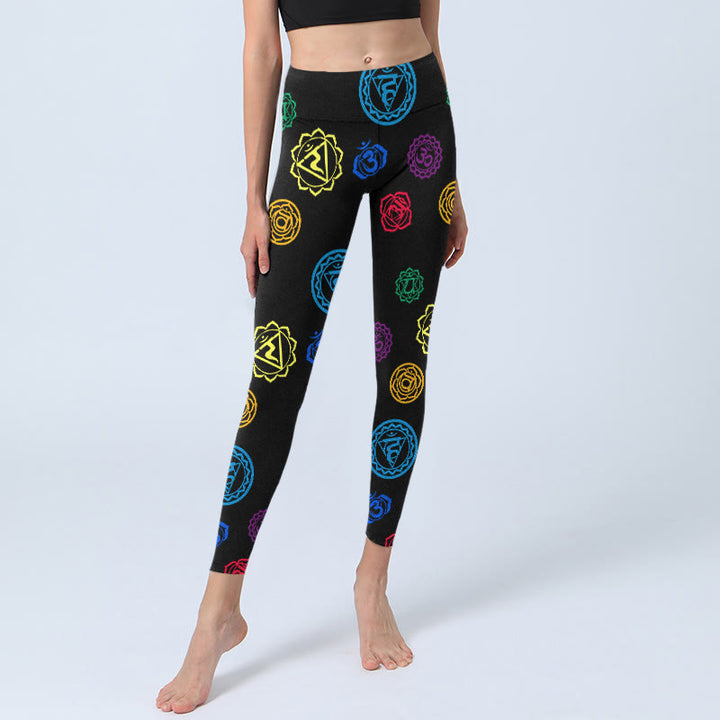 Leggings de yoga para mujer con estampado sánscrito y símbolo geométrico OM de Buddha Stones - image 5