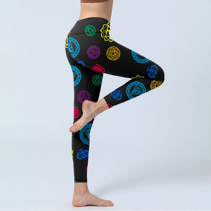 Leggings de yoga para mujer con estampado sánscrito y símbolo geométrico OM de Buddha Stones - image 3