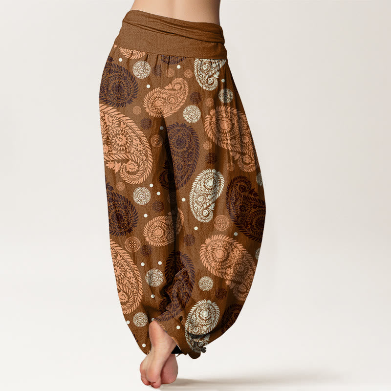 Pantalones bombachos de cintura elástica para mujer con estampado de flores, hojas, enredaderas y girasoles de algodón con Buddha Stones - image 5