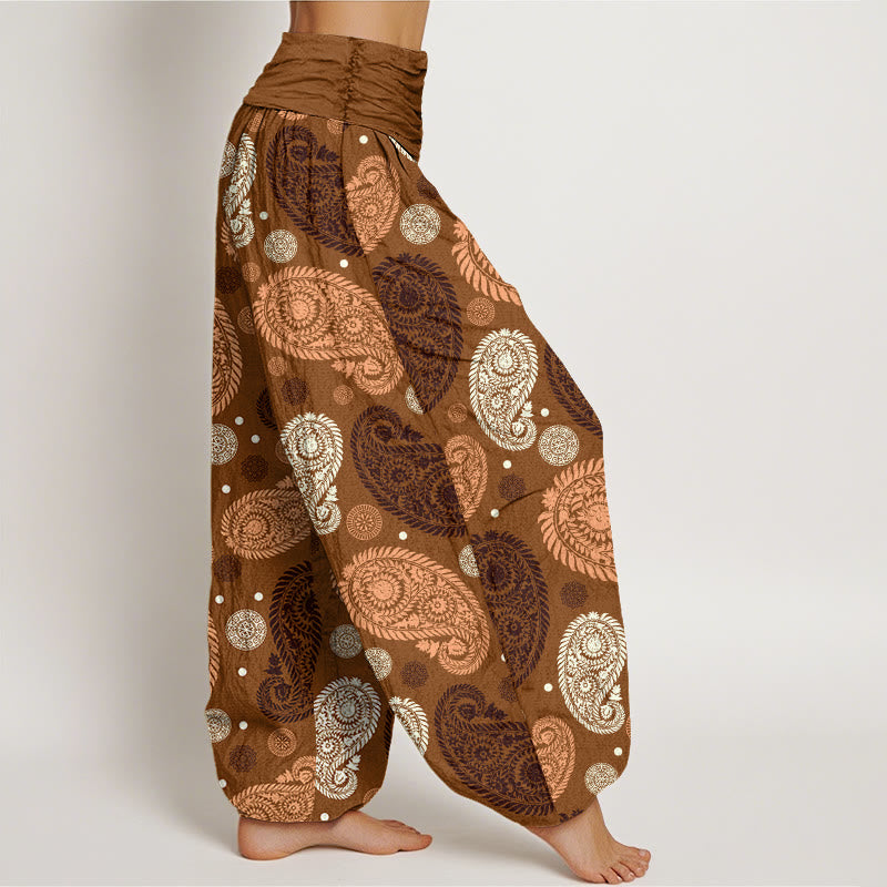 Pantalones bombachos de cintura elástica para mujer con estampado de flores, hojas, enredaderas y girasoles de algodón con Buddha Stones - image 6