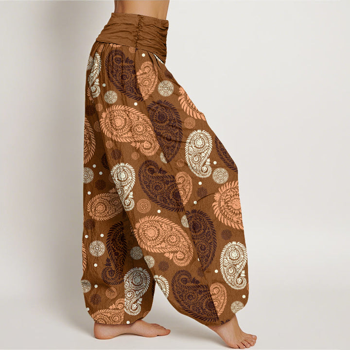 Pantalones bombachos de cintura elástica para mujer con estampado de flores, hojas, enredaderas y girasoles de algodón con Buddha Stones - image 6