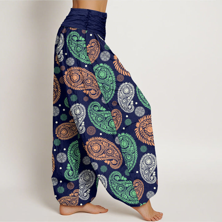 Pantalones bombachos de cintura elástica para mujer con estampado de flores, hojas, enredaderas y girasoles de algodón con Buddha Stones - image 9