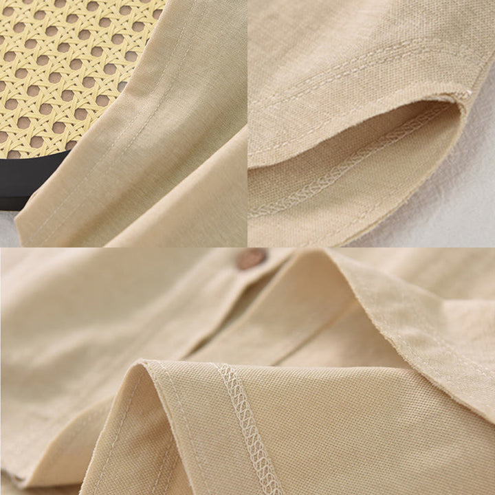 Camisa de algodón de manga corta para mujer con cuello alto y diseño de botones vintage de Buddha Stones - image 19