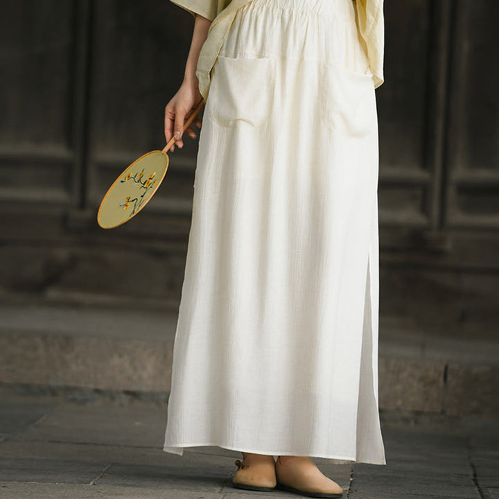 Falda pantalón con abertura y bolsillos para mujer, diseño de Buddha Stones en color liso - image 6